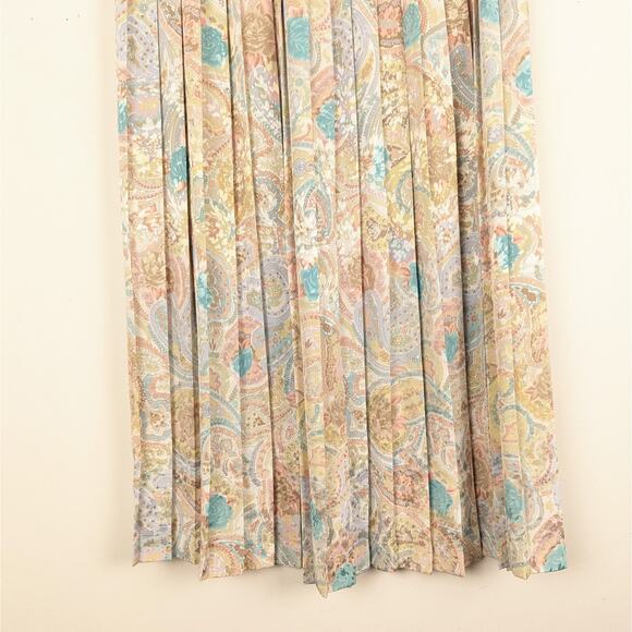 Vintage Andrea Gayle Satin Floral Pleated Midi Skirt Sz Small Cottagecore‎ Fairy - Picture 4 of 8